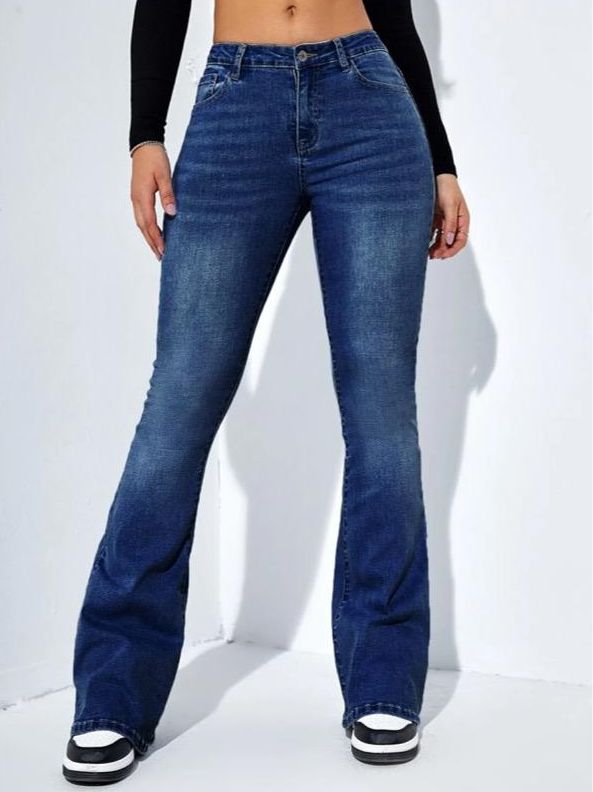 High Waist Dark Blue Boot-Cut Denim High Waist Dark Blue Boot-Cut Denim